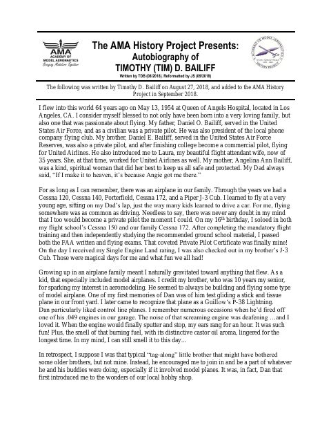 First page of Timothy (Tim) D, Bailiff